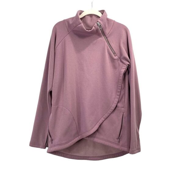Athleta Cozy Karma asymmetrical pullover sweatshirt Size M mauve pink - Picture 2 of 10